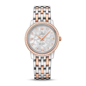 Omega De Ville Prestige Quartz 27.4 Stainless Steel / Red Gold / MOP Butterfly / Bracelet