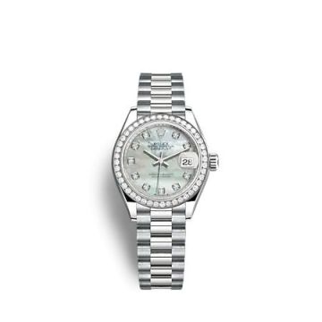 Rolex Lady-Datejust 28 White Gold - Diamond / President / MOP