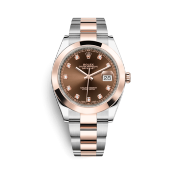 Rolex Datejust 41 Rolesor Everose Smooth / Oyster / Chocolate - Diamond