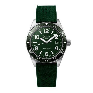 Glashütte Original SeaQ Date Stainless Steel / Green / Rubber - Pin