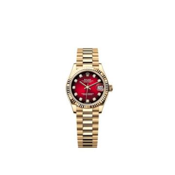 Rolex Datejust 31 Yellow Gold - Fluted / Red Gradient / President