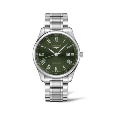 Longines Master Collection 42 Date Stainless Steel / Green - Roman / Bracelet