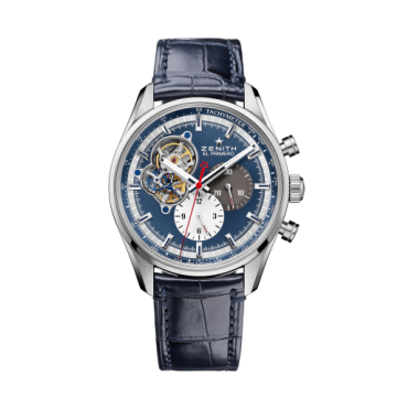 Zenith El Primero Chronomaster Open Stainless Steel / Blue 1969 / Alligator