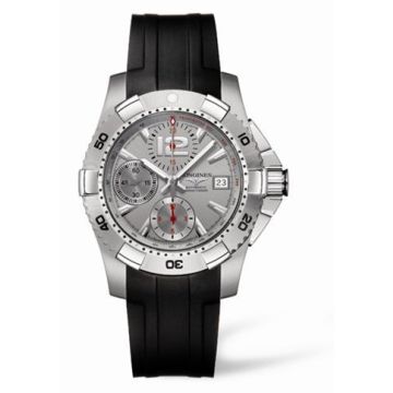 Longines Hydroconquest Chronograph Tachymeter Silver Rubber