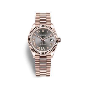 Rolex Datejust 31 Rose Gold / Fluted / Grey - Roman / President
