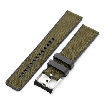 Green Quick Release Hybrid Sailcloth FKM Rubber Sports Watch Strap, 20mm or 22mm - 20mm