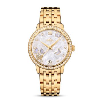 Omega De Ville Prestige Co-Axial 32.7 Yellow Gold / MOP Butterfly / Diamond / Bracelet