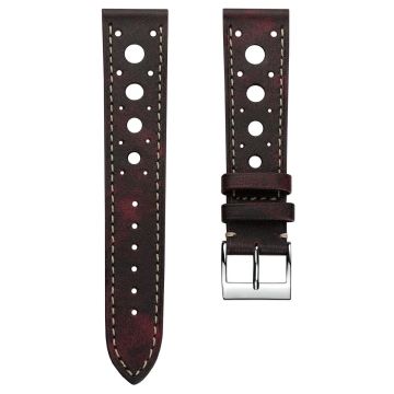 Boutsen Racing Handmade Patina Leather Watch Strap - Burgundy - 22mm