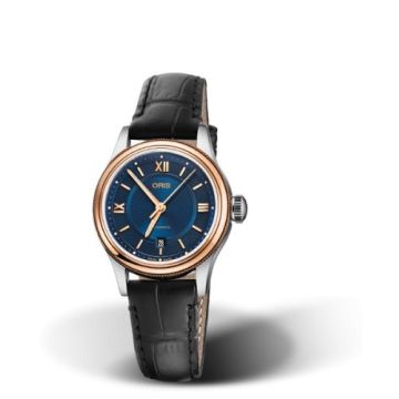 Oris Classic Date Lady 28.5 Stainless Steel - Rose Gold / Blue
