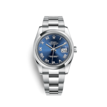 Rolex Datejust 36 Stainless Steel Domed / Oyster / Blue Roman