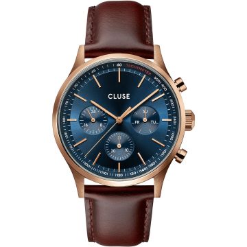 Cluse Anthéor Multifunction Leather Blue / Rose Gold Colour