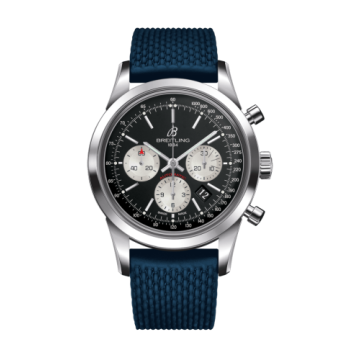 Breitling Transocean Chronograph Stainless Steel / Reverse Panda / Rubber / Folding