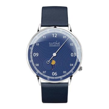 Gustave & Cie 12H Georges Argent & Bleu Cuir Bleu Océan 40mm