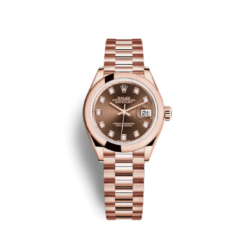 Rolex Lady-Datejust 28 Everose Domed  / President / Chocolate Diamond