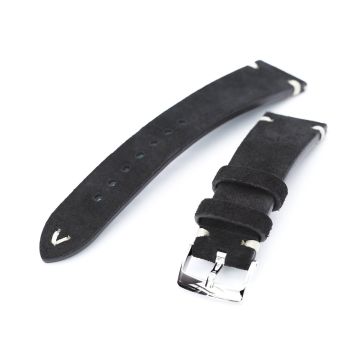 Black Quick Release Italian Suede Leather Watch Strap, Beige St. - 25mm