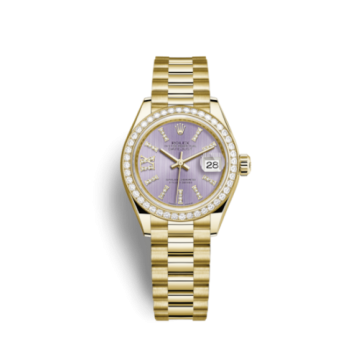 Rolex Lady-Datejust 28 Yellow Gold Diamond / President / Lilac Diamonds