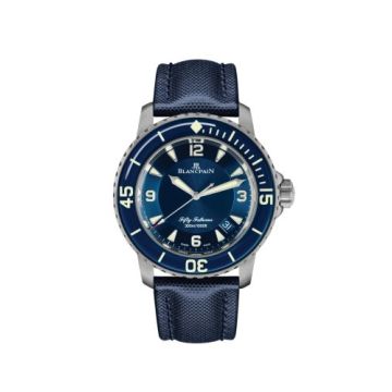 Blancpain Fifty Fathoms Titanium / Blue / Sailcloth