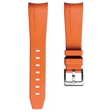 WatchGecko Curved Ends  Rubber Watch Strap - Orange - 22mm