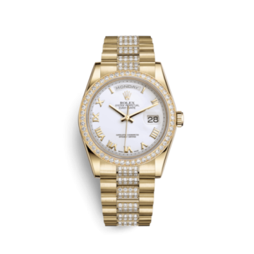 Rolex Day-Date 36 Yellow Gold Diamonds / President Diamonds / White Roman