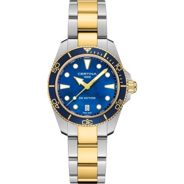 Certina DS Action Quartz 34.5 Stainless Steel - Yellow Gold / MOP / Bracelet