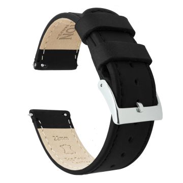 Black Leather Quick Release Watch Band - 23mm