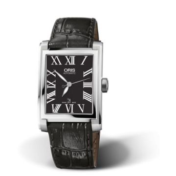 Oris Rectangular Date 30 Stainless Steel / Black - Roman