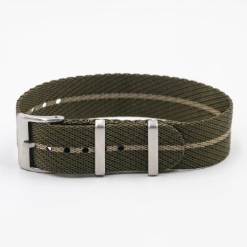 Twill Khaki Brown Watch Strap / Biege Divider - 20mm