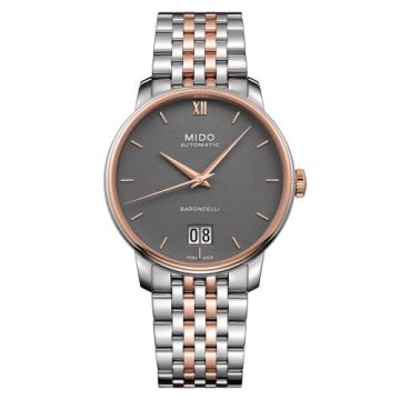 Mido Baroncelli Big Date Stainless Steel - Rose Gold / Grey / Bracelet