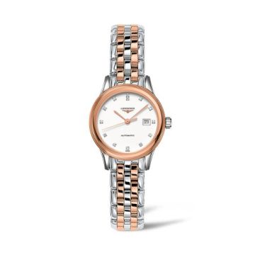 Longines Flagship 30 Stainless Steel - Pink Gold / White - Diamond / Bracelet