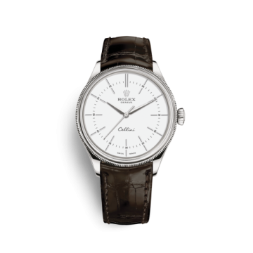 Rolex Cellini Time White Gold / White / Alligator Brown