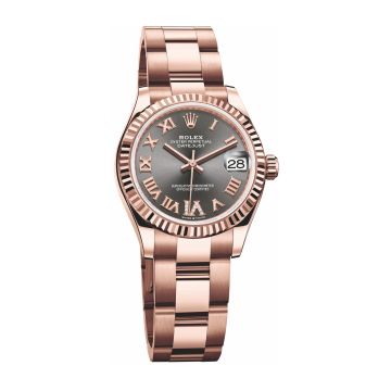 Rolex Datejust 31 Rose Gold / Fluted / Grey - Roman / Oyster