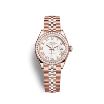 Rolex Lady-Datejust 28 Everose Diamond / Jubilee / White Roman