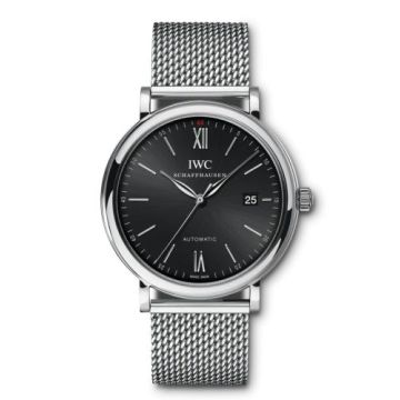 IWC Schaffhausen Portofino Automatic Stainless Steel / Black / Long Milanese