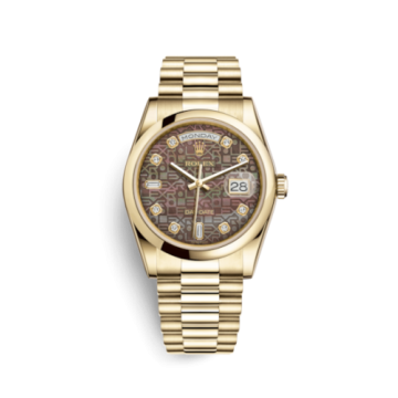 Rolex Day-Date 36 Yellow Gold Domed / President/ Black MOP Computer