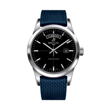Breitling Transocean Day & Date Stainless Steel / Black / Rubber / Folding