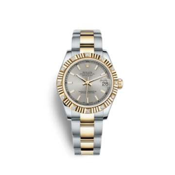 Rolex Datejust 31 Rolesor Yellow Fluted Diamond / Oyster / Silver