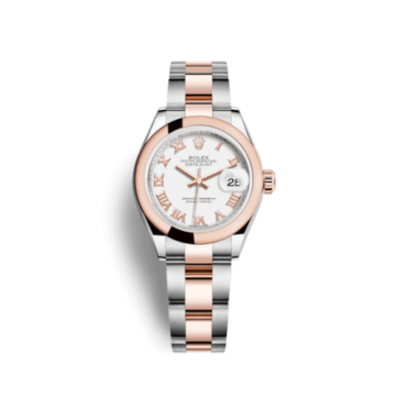 Rolex Lady-Datejust 28 Rolesor Rose Domed / Oyster / White Roman