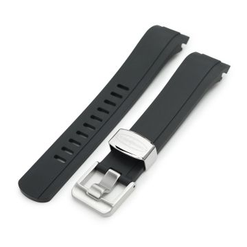 22mm Crafter Blue - CB10-F Black FKM Rubber Curved Lug Watch Band for Seiko SKX007 - 10mm