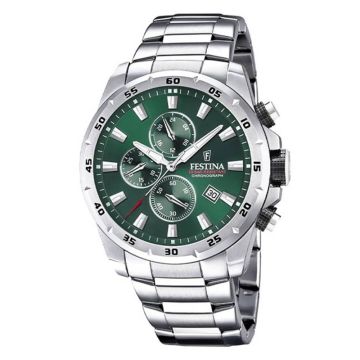 Festina Chrono Sport acier gris et vert foncé