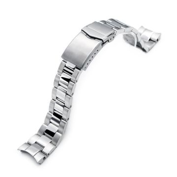 Super-O Boyer Watch Band for Seiko Alpinist SARB017 SPB155 SBEJ005 (compatible with Hamilton Khaki H70455733), Stainless Steel - Polished Center Links, V Diver Clasp - 18mm