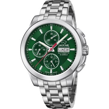 Jaguar Automatic Chronograph Day Date Silver / Green 45mm