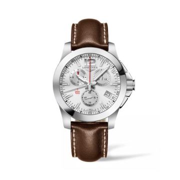 Longines Conquest Chronograph Quartz 41 Stainless Steel / Silver / Strap