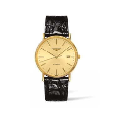 Longines Presence 38.5 Automatic PVD Gold / Champagne / Strap