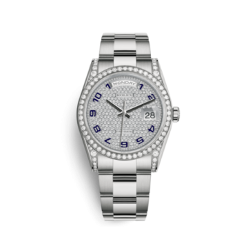 Rolex Day-Date 36 White Gold Diamonds / Oyster / Paved