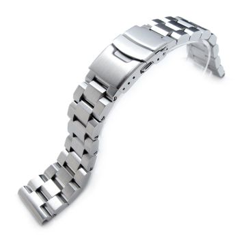Hexad Watch Band Straight End Lug, 316L Stainless Steel Brushed Diver Clasp - 8mm