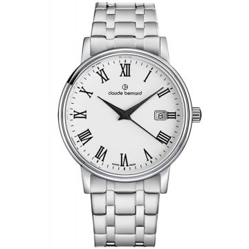 Claude Bernard Classic Gents Date Silvery / White 42mm