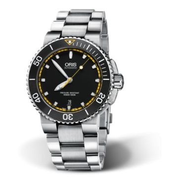 Oris Aquis Date 43 Stainless Steel / Black - Yellow / Bracelet