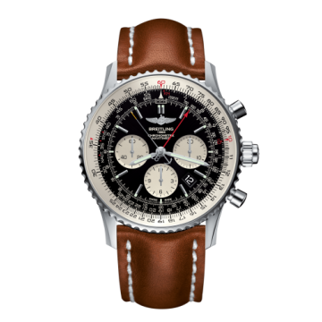 Breitling Navitimer Rattrapante Stainless Steel / Black  / Calf / Pin