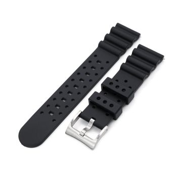 Black Quick Release FKM Rubber Diver Strap 18mm 20mm 22mm - 22mm