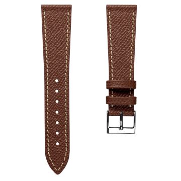 Hand-Stitched Epsom Italian Leather Watch Strap  - Alpine Tan - 19mm